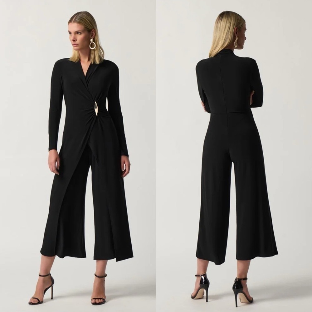 NWT Joseph‎ Ribkoff Black Wrap Culotte Jumpsuit